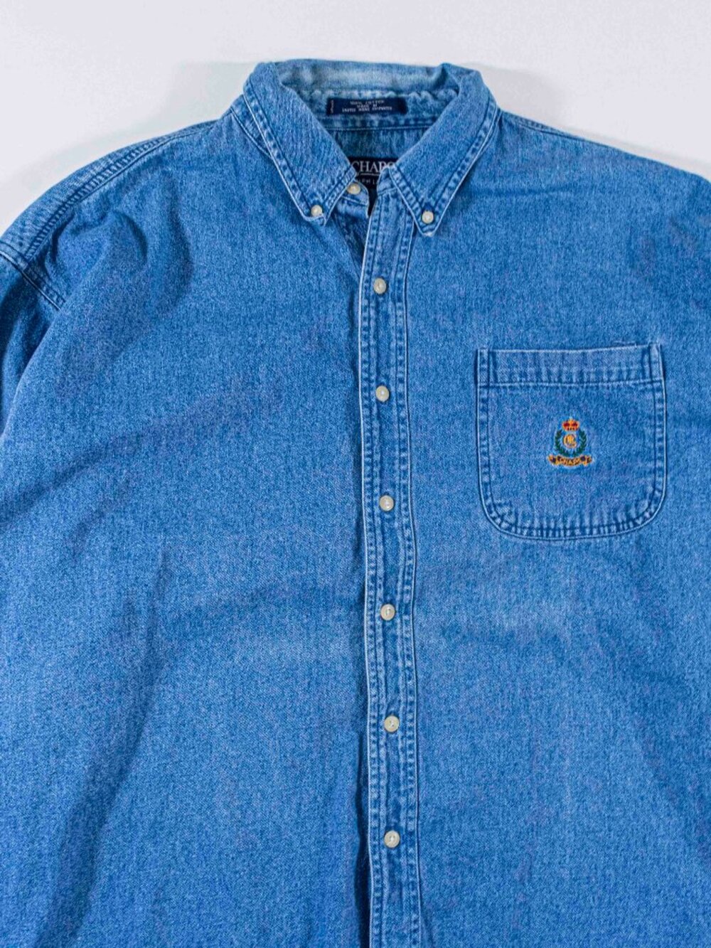 Vintage 90s Chaps Ralph Lauren Denim Crest Shirt 1XB Button Down